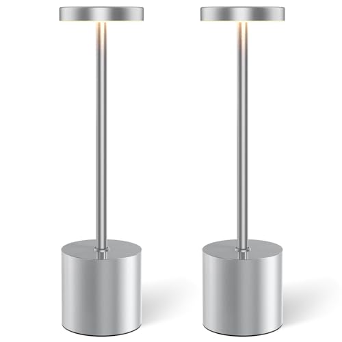 Silver Rechargeable Table Lamps 2 Pack (2 Count)