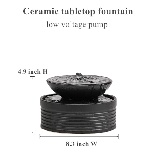 Outdoor and Indoor Ceramic Tabletop Desktop Fountain Water Feature Home and Office Decoration