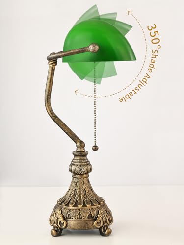 Vintage Green Glass Bankers Desk Lamp