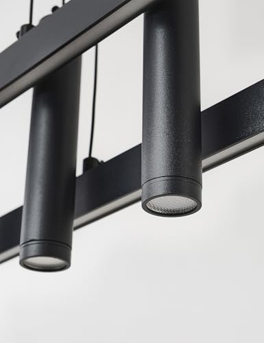 Modern Black Linear Pendant Lights Kitchen Island Lighting Minimalist Led Chandeliers Pool Table Light Dimmable Ceiling Hanging Light Fixture Dining Room with Remote Control