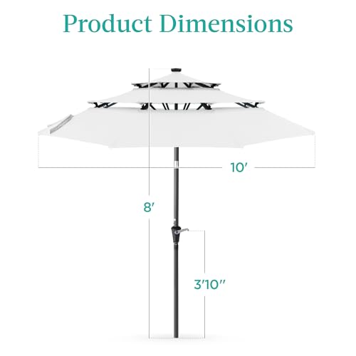 10ft 3 Tier Solar Patio Umbrella