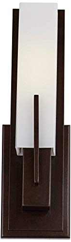 Midtown 15" High White Glass Bronze Modern Wall Sconce Light Fixture