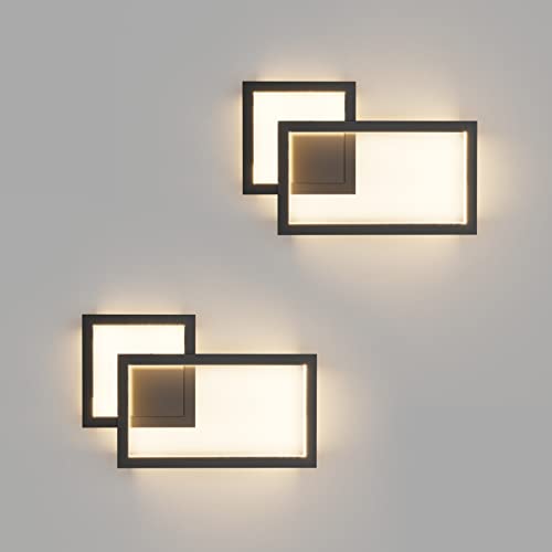 2 Pack Modern Indoor Wall Sconce 20W Aluminum Up and Down LED Modern Black Wall Sconce for Indoor Living Room Bedroom Hallway (2 Count)