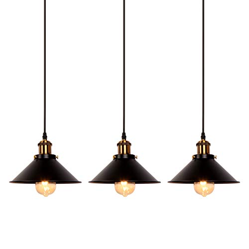3 Pack Industrial Retro Black Iron Pendant Light (3 Count)