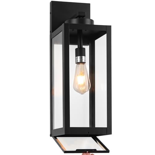 20" Black Large Outdoor Wall Lights with Closed Bottom
