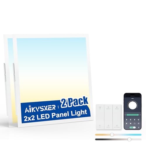 2x2 LED Flat Panel Light with Wireless Switch & App Control 2Pack