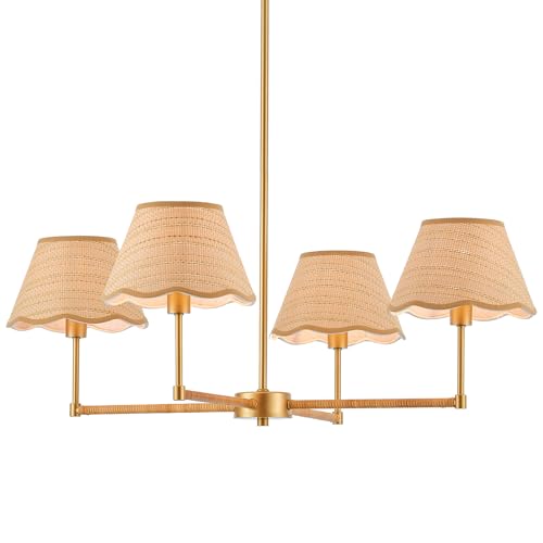 31” Boho Rattan Chandelier 4