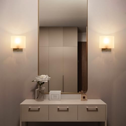Small Flat Modern Acrylic Indoor Hardwired Gold Wall Sconce Light Set of 2 (2 Count)