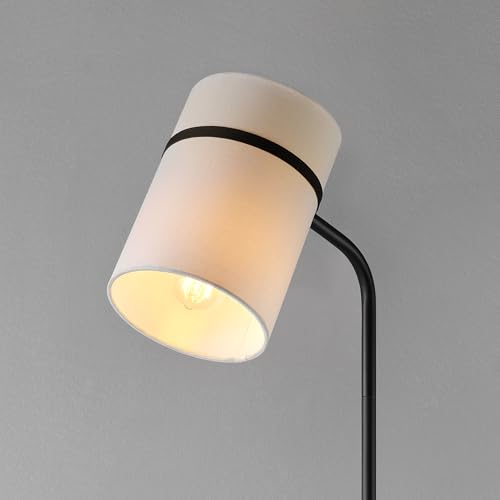 62" Matte Black Floor Lamp with White Fabric Shade