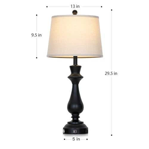 Modern Black Table Lamps Set of 2 for Living Room (2 Count)