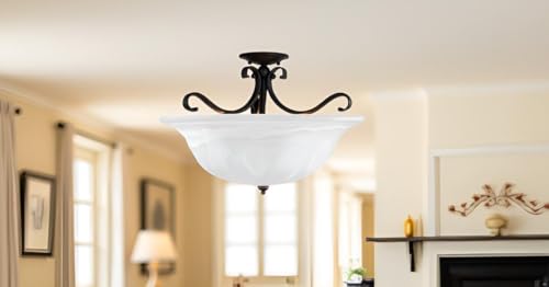 25016-65-1 Replacement Alabaster Glass shade for Flush Mount or Semi-Flush Mount, 1/2" Center Hole, 11-5/8" Diameter x 3-7/8" Height