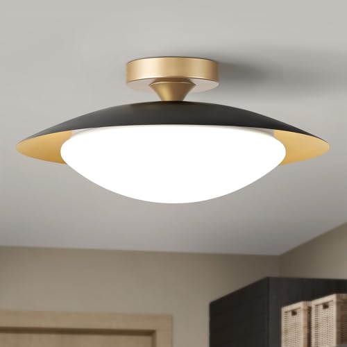 Dimmable Modern LED Black and Gold Ceiling Light Fixture 15.75 in