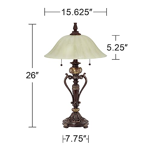 Amor 26" Tall Table Lamp Alabaster Glass Bronze Brown Accent Cottage