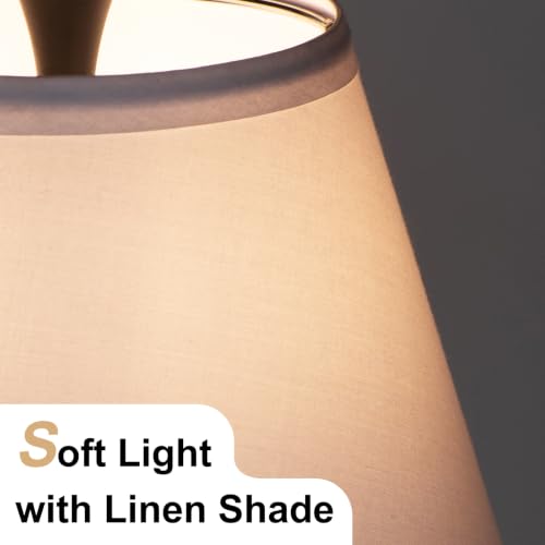 Metal Table Lamp for Bedroom (White Shade & Silver Base)