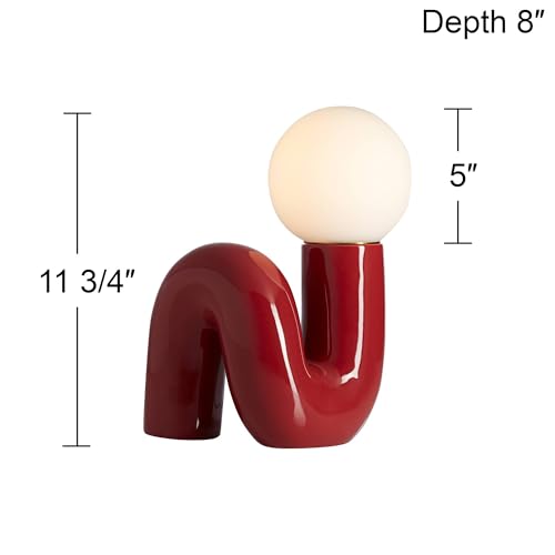 Fondant 11 1 2" Small Accent Lamp Set of 2 Velvet Red Mid Century Modern (2 Count)