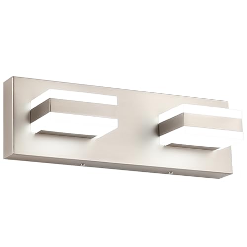 2 Light Brushed Nickel Vanity Lights for Bathroom Over Mirror