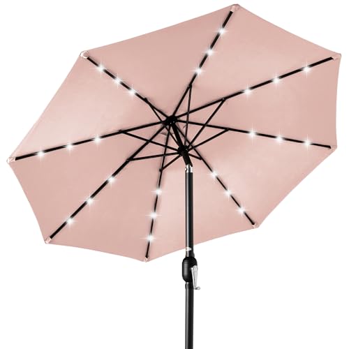 10ft Solar Polyester LED Lighted Patio Umbrella w