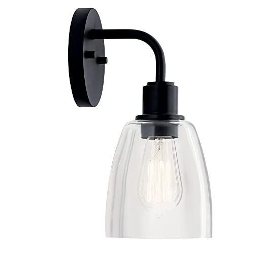 Meller 11 Inch 1 Light Wall Sconce with Clear Glass in Black