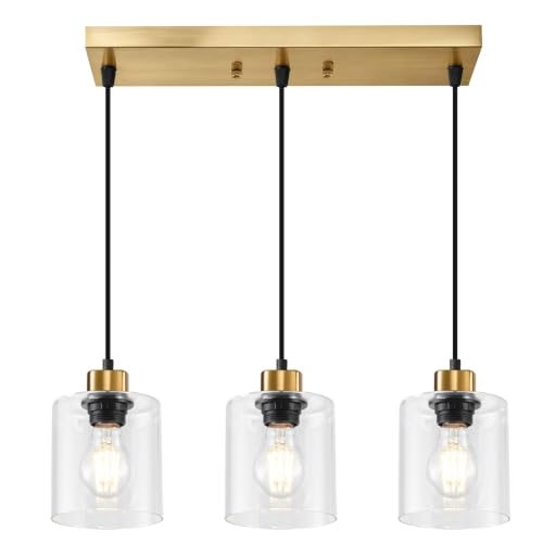 3 Light Pendant Light Fixtures with Clear Glass