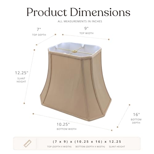 BSO-710-16AGL Rectangle Cut Corner Basic Lamp Shade, (7x9) x (10.25x16) x 12.25, Antique Gold