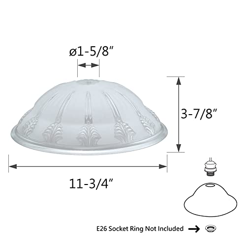 23152 11 Clear & Frosted 2 Tone Transitional Style Replacement Glass Shade for Medium Base Socket Torchiere Lamp