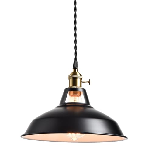 Industrial Black Barn Pendant Light with Switch