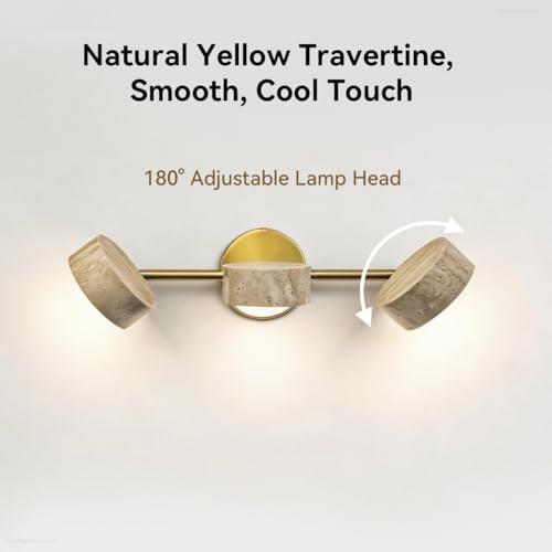 Led Bathroom Lighting Fixtures Over Mirror with 3 Travertine Shades