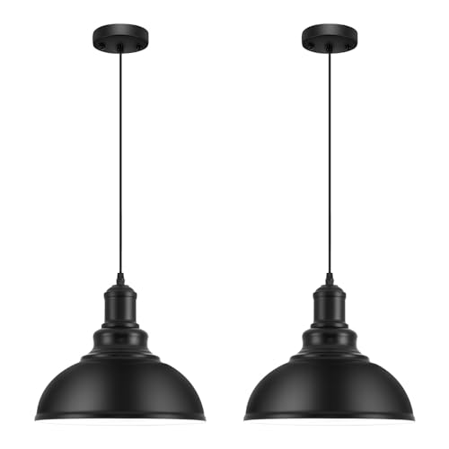 2PCS Matte Black Pendant Lights (2 Count)