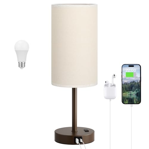 17.4" Bedside Lamp for Bedroom