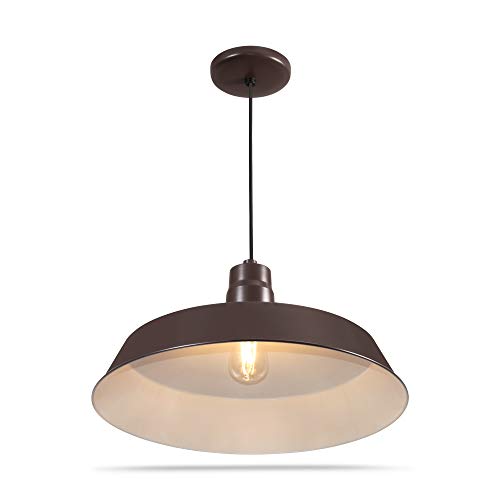 17 inch Architectural Bronze Pendant Barn Light Fixture with 10ft Adjustable Cord