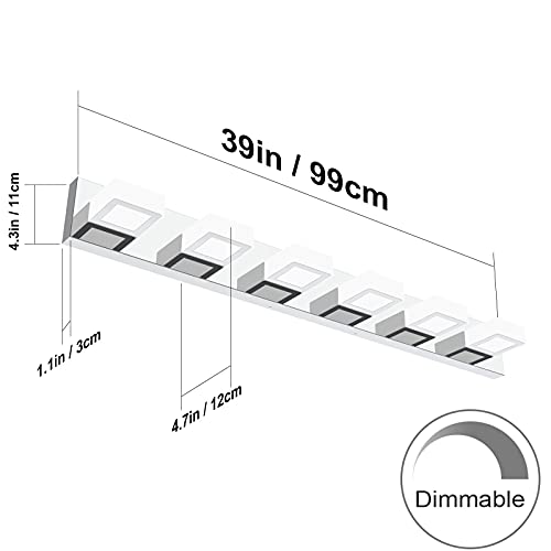 Modern Chrome Bathroom Vanity Lights Dimmable 6 Lights Acrylic Stainless Steel Modern LED Vanity Light Fixtures for Bathroom Lighting Dimmable 6000K Cool White Light