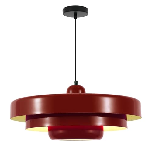 Red Adjustable Pendant Light Fixture Mid Century Hanging Light