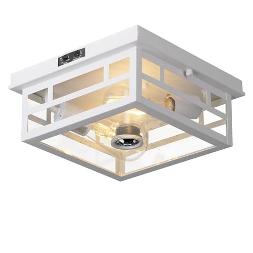 Outdoor Flush Mount Motion Sensor White Ceiling Light