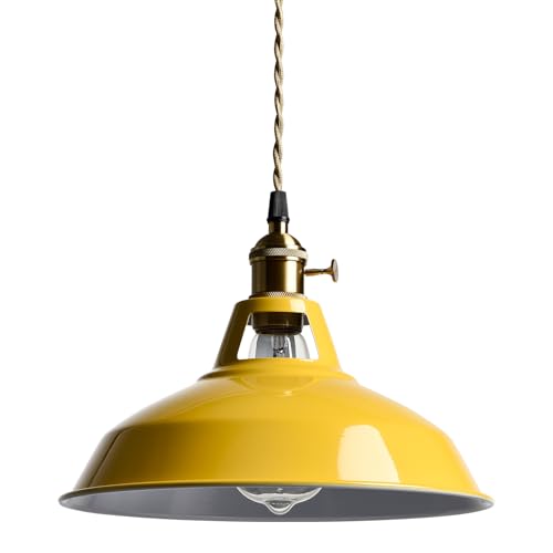 Modern Pendant Light Yellow Metal Adjustable Hanging Kitchen Light