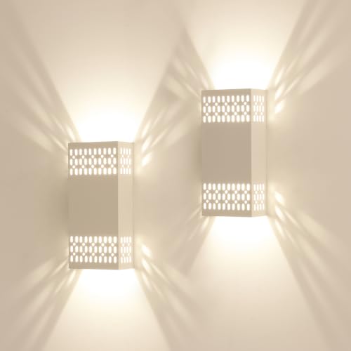 10.2" White Indoor Outdoor Hardwired LED Wall Sconce (White - Cutout Design / 2 pack)