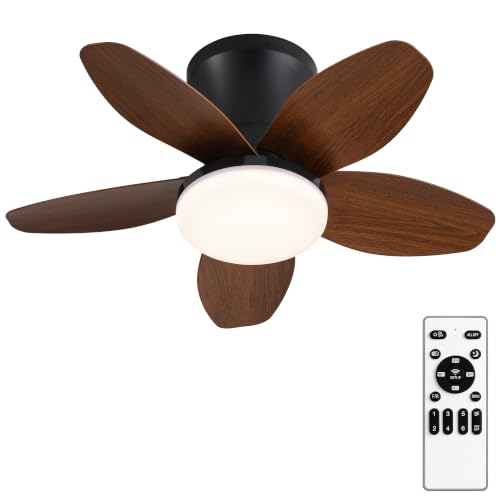 25" Small Ceiling Fans with Lights & Remote (Dark Brown)