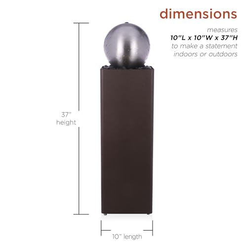 CPS188 Indoor Outdoor Modern Metal Orb Water Floor Fountain with River Rock Stone for Patio