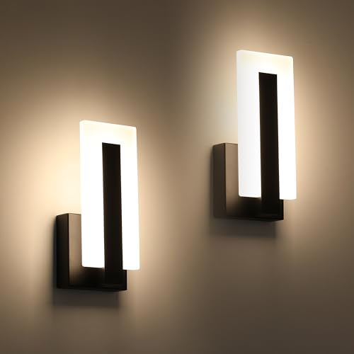Modern LED Wall Sconces Up and Down Wall Mount Light Black 3000K Warm White Wall Lights Set of 2 (2 Count)