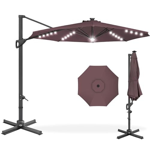 10ft Solar LED Cantilever Patio Umbrella