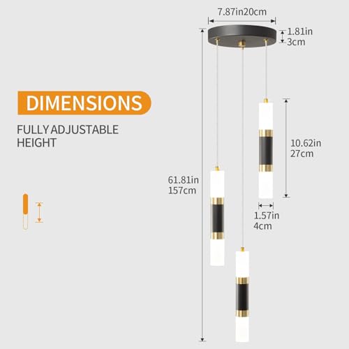 Modern Kitchen Pendant Lighting Over Island Dimmable LED 3 Light Mini Pendant Light