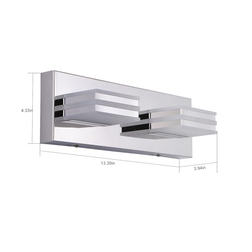 LED Vanity Light Bar 2 light Bathroom Mirror Light Fixtures Modern 12W Bath Lamps Over Mirror 14 Inch Bathroom Wall Lighting Fixtures Chrome Restroom Lights Fixtures over Sink Acrylic Vanity Sconces