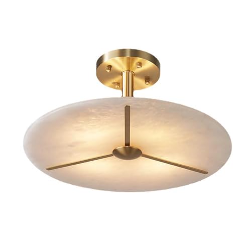 Alabaster Chandelier Gold Brass Semi Flush Mount Ceiling Light