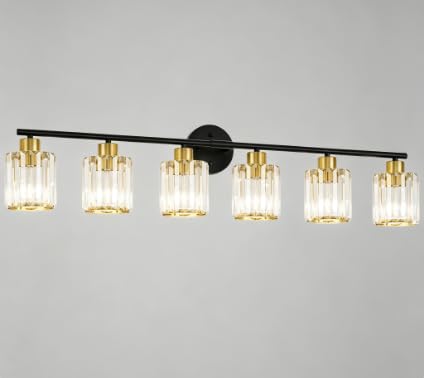 Modern Black Gold Crystal Bathroom Light Fixtures