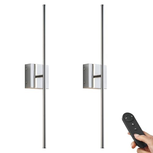 32.2 Inch Wall Sconces Battery Operated for Living Room Chrome (2 Count)