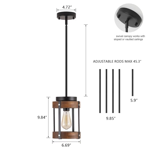 Rustic Farmhouse Wood Pendant Light Fixture One