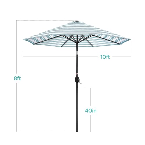 10ft Solar Polyester LED Lighted Patio Umbrella w