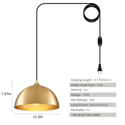 Plug in Hanging Light 2 Packs 11.8inch (2 Count)