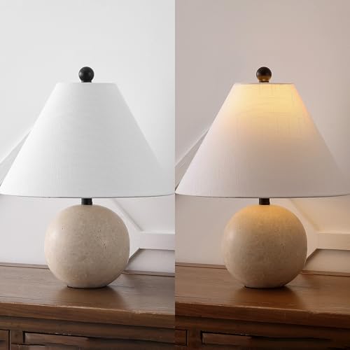 Liza 16" Modern Travertine Stone Bedside Table Lamp