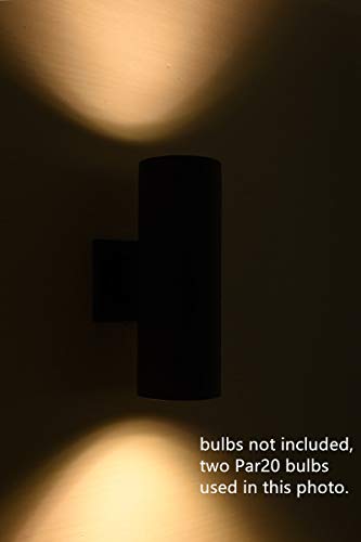 Modern Outdoor Porch Light Patio Light in 2 Lights with Matte Black Aluminum Cylinder and Tempered Glass Cover Waterproof Wall Sconce 6 Pack (6 Count)