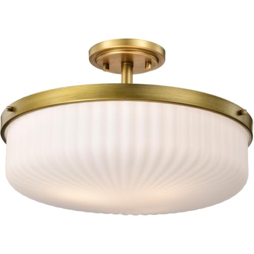 16.6 Inch Natural Brass Semi Flush Mount by Nuvo